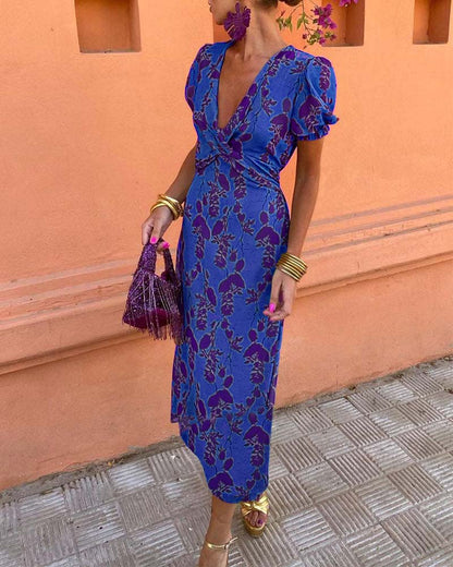 Evalena - Robe longue élégante à manches bouffantes pour femmes
