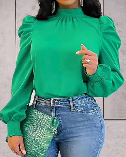Miya - Élégante blouse à col montant et manches longues