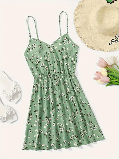 Ardelia - Robe à bretelles spaghetti et col en V à imprimé floral pour femme