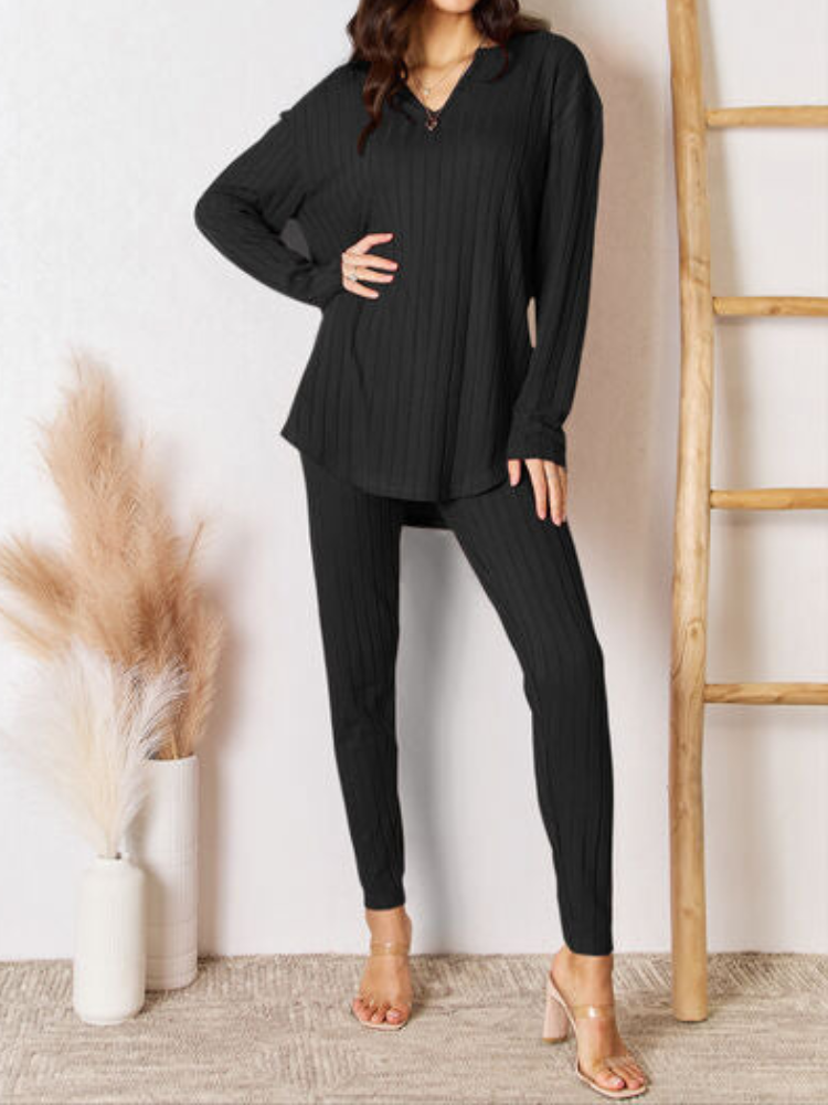 Maura - Ensemble décontracté pull à manches longues et pantalon côtelé