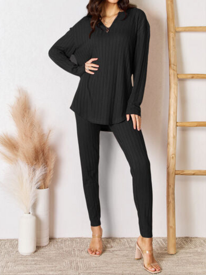Maura - Ensemble décontracté pull à manches longues et pantalon côtelé