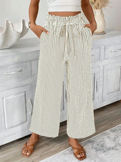 Candy - Élégant pantalon à rayures larges et taille haute