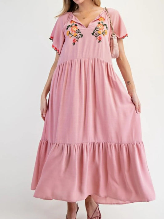 Mireille - Robe longue fleurie décontractée à manches longues et coupe ample
