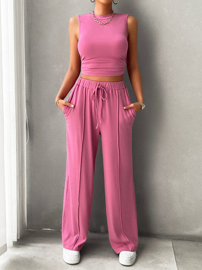 Jelai - Ensemble casual débardeur et pantalon à cordon de serrage