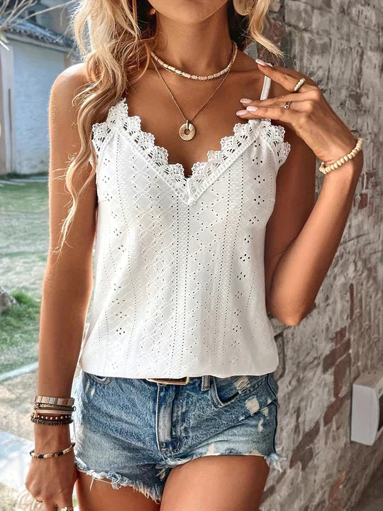 Ellanie - Élégant top en dentelle sans manches