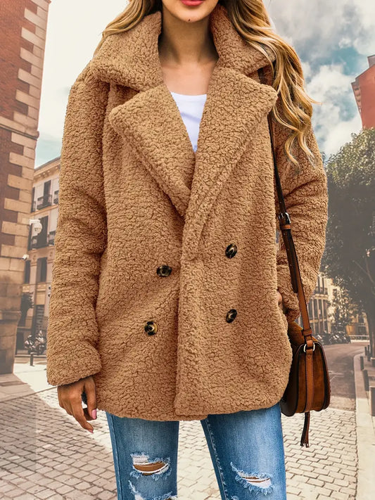 Lolly - Manteau en peluche croisé avec revers
