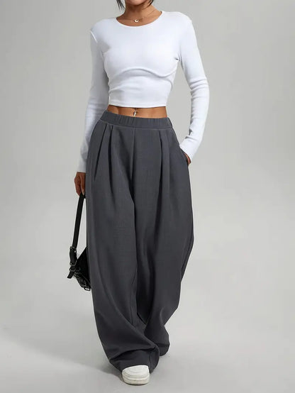 Esther - Pantalon large taille haute pour femme