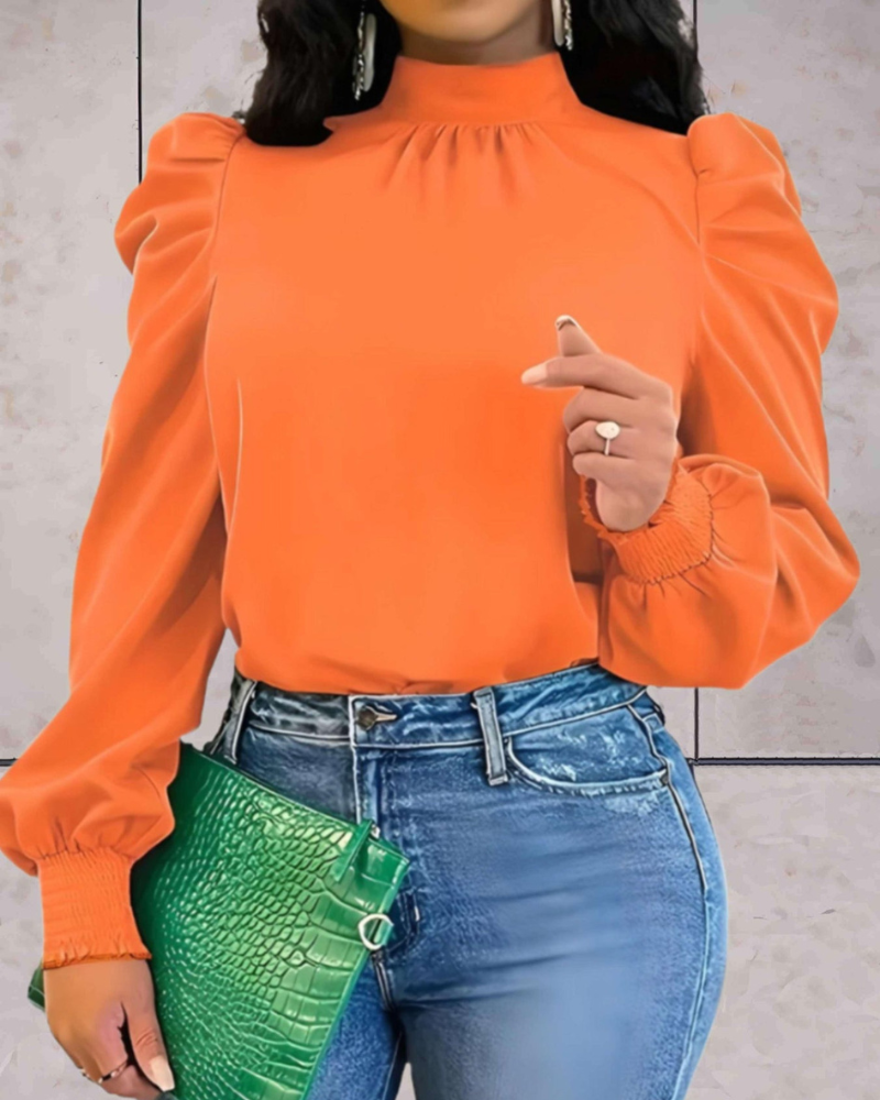 Miya - Élégante blouse à col montant et manches longues