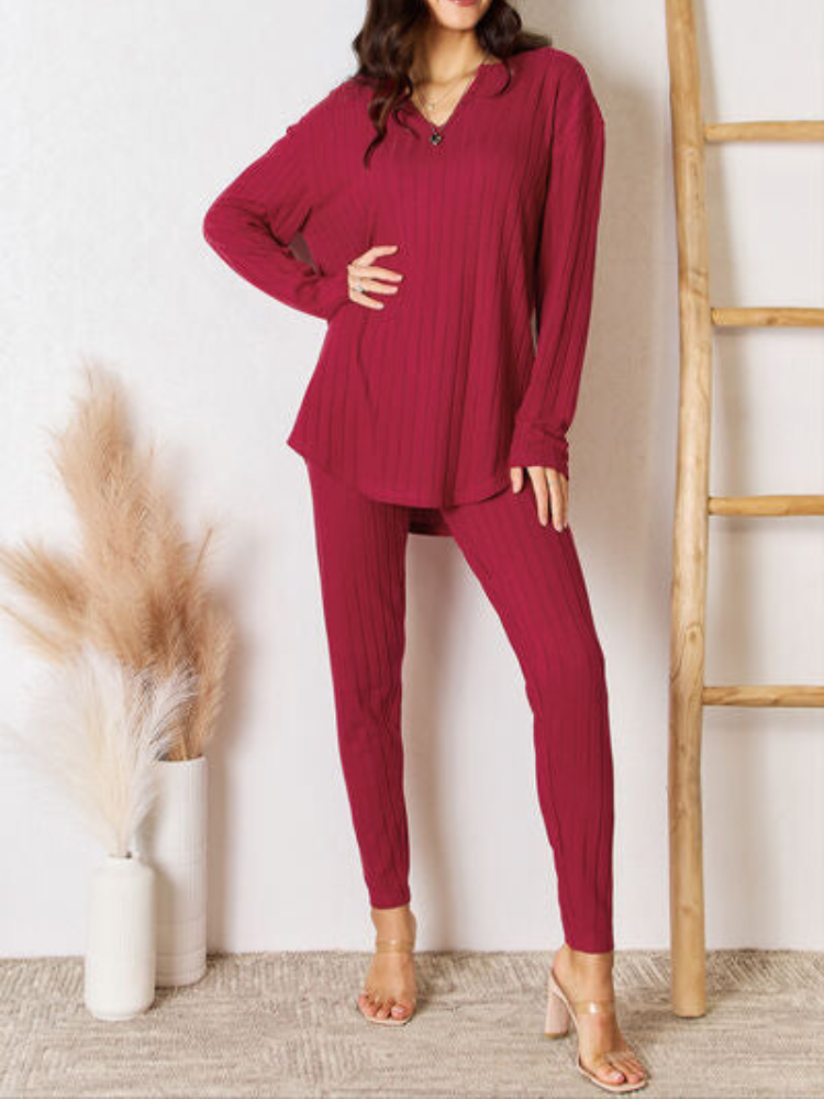 Maura - Ensemble décontracté pull à manches longues et pantalon côtelé