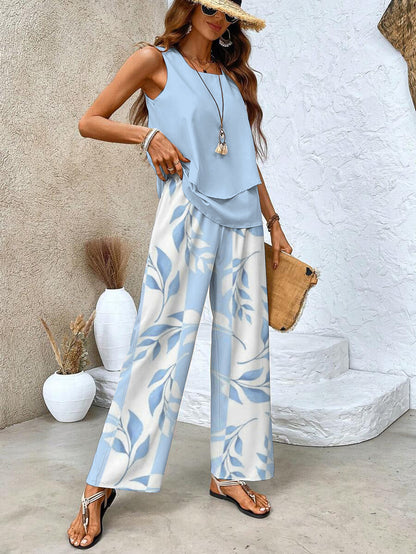 Rebecca - Ensemble top et pantalon à encolure carrée