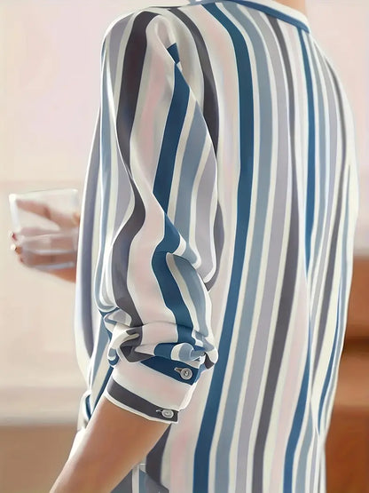 Dovie - Chemise boutonnée décontractée à rayures pour femme