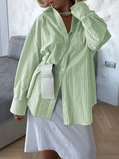 Elisa - Chemise ample à manches longues rayée avec boutons