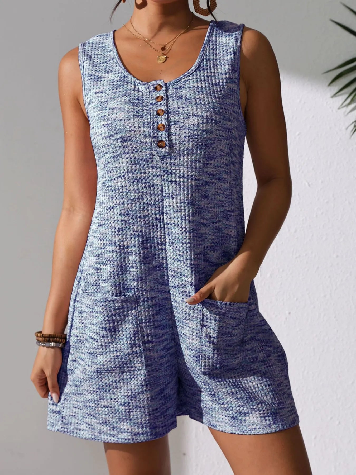Maricel - Combinaison casual sans manches avec boutons et poches