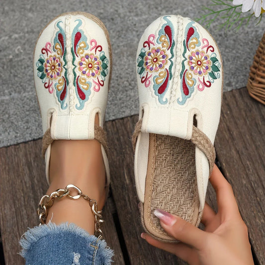 Teresa - Espadrilles bohème-chic avec broderie florale