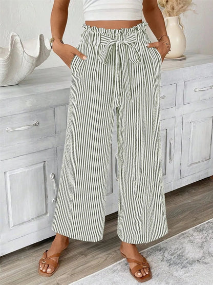 Candy - Élégant pantalon à rayures larges et taille haute