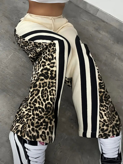 Beverly - Pantalon femme doublé en polaire avec imprimé léopard