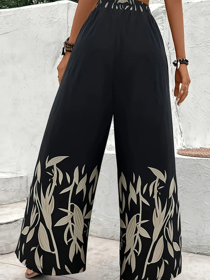 Irena - Pantalon à cordon de serrage à jambes larges, imprimé, pour femmes