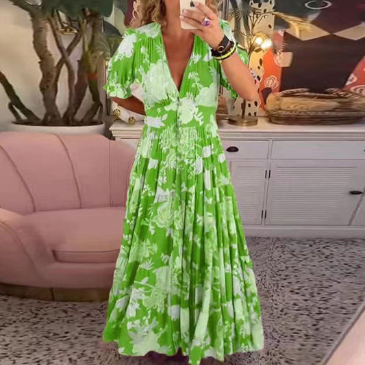 Celia - Robe longue avec décolleté en V