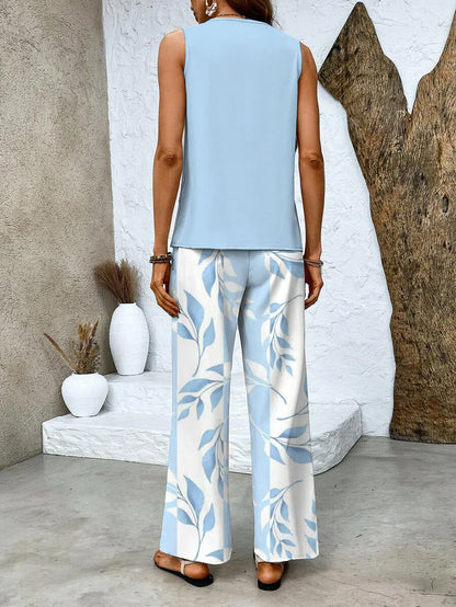 Rebecca - Ensemble top et pantalon à encolure carrée