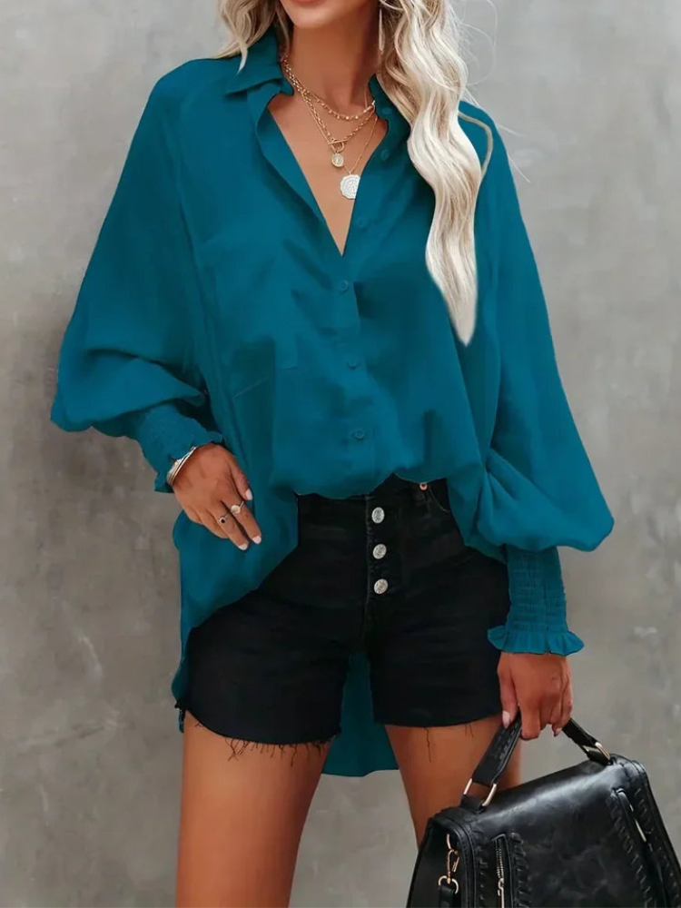 Rianna - Élégante blouse polo à manches longues avec boutons