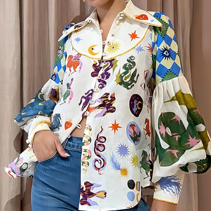 Nora - Top coloré imprimé