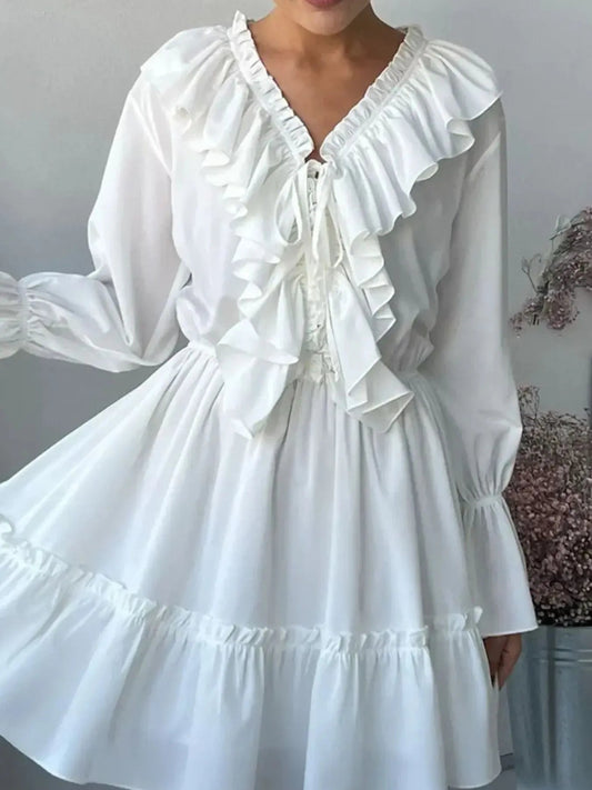 Zofia - Élégante mini-robe à manches longues avec volants