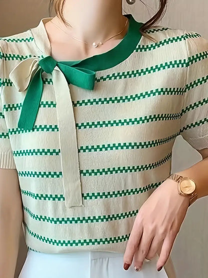 Amaranth - Chemise en tricot rayée pour femme