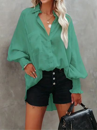 Rianna - Élégante blouse polo à manches longues avec boutons
