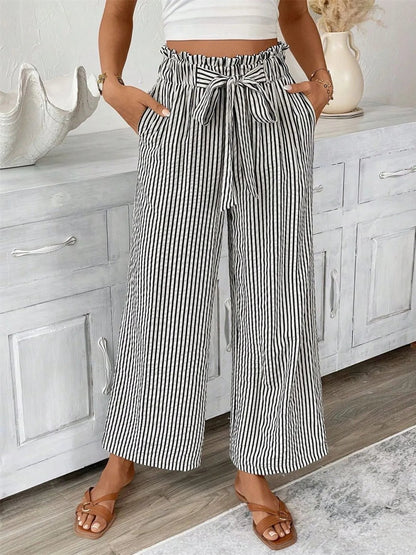 Candy - Élégant pantalon à rayures larges et taille haute