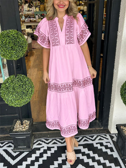 Elora - Élégante robe ample à manches courtes bouffantes