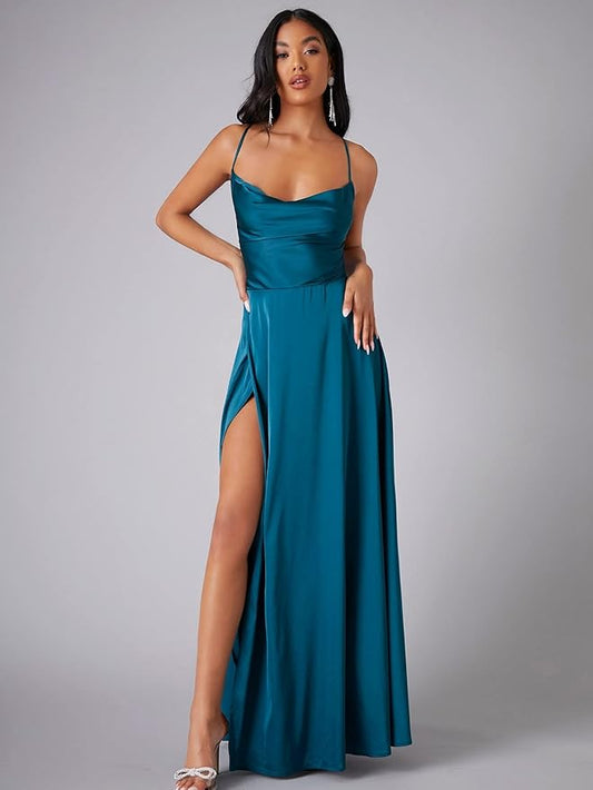 Martha - Robe en satin avec fente haute