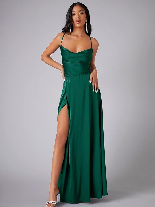 Helen - Robe en satin avec fente haute