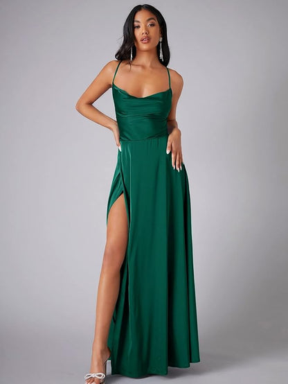 Helen - Robe en satin avec fente haute