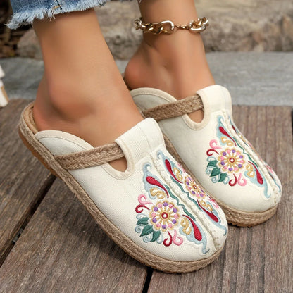 Teresa - Espadrilles bohème-chic avec broderie florale