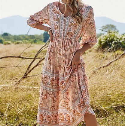 Eleanor - Elegantes Bohemienkleid mit Blumenmuster für Damen