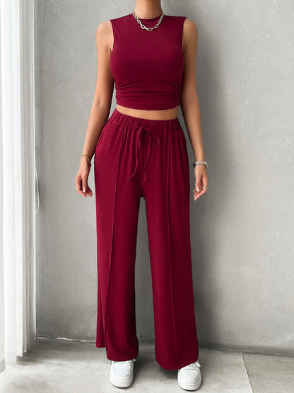 Jelai - Ensemble casual débardeur et pantalon à cordon de serrage