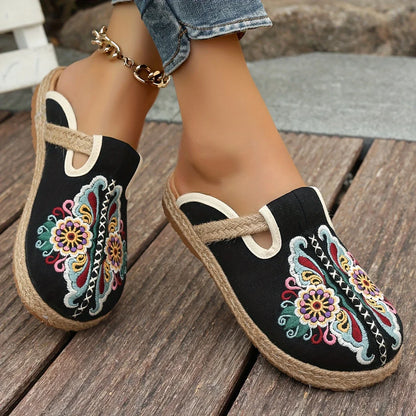 Teresa - Espadrilles bohème-chic avec broderie florale