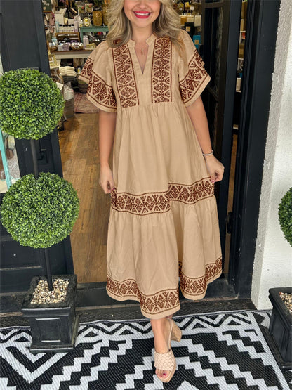 Elora - Élégante robe ample à manches courtes bouffantes