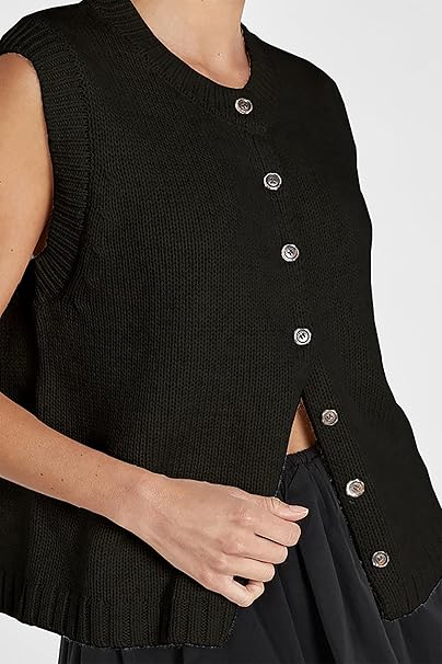 Laverne - Top en maille sans manches avec patte de boutonnage