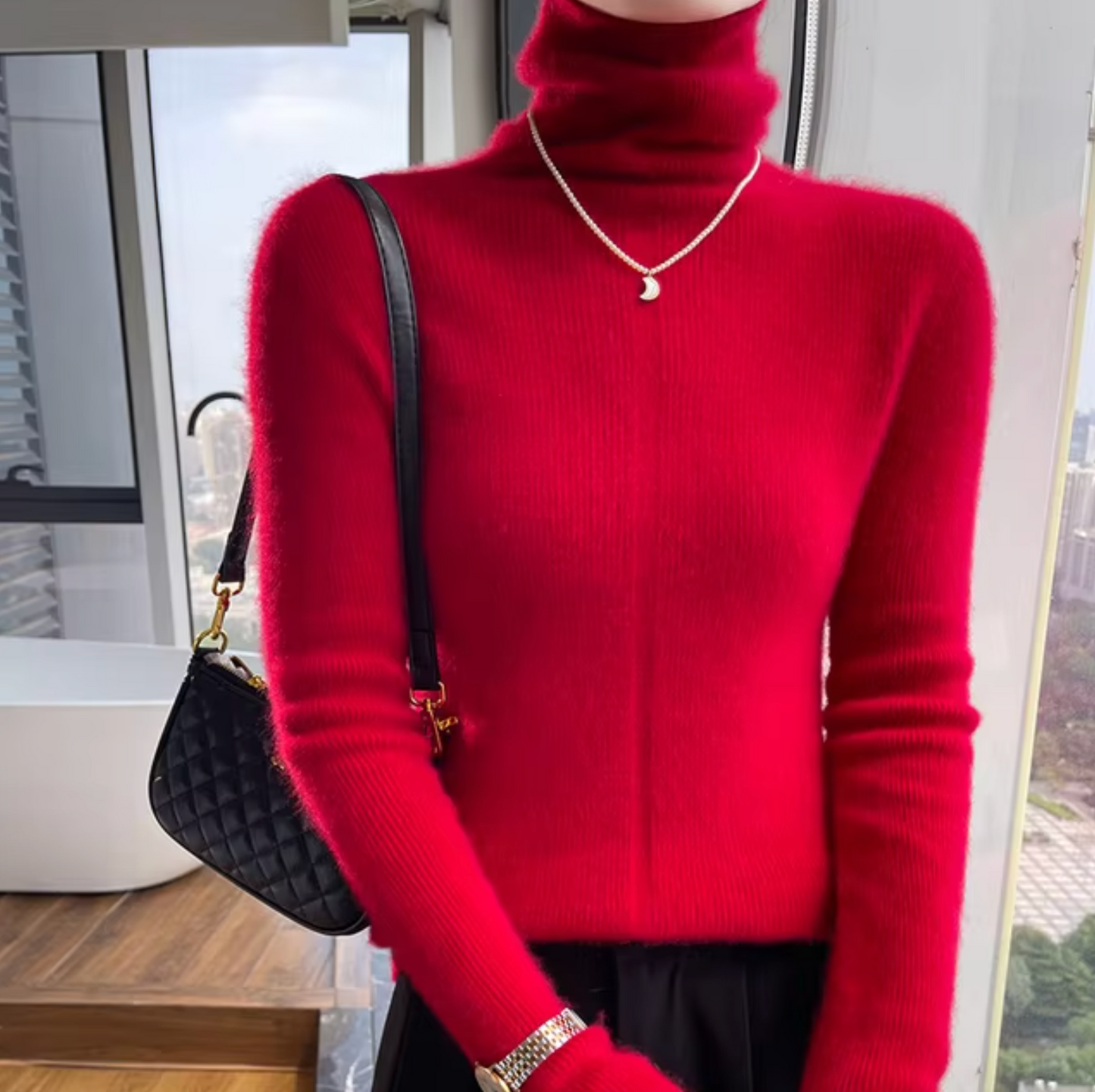 Athena – Pull col roulé en laine et cachemire