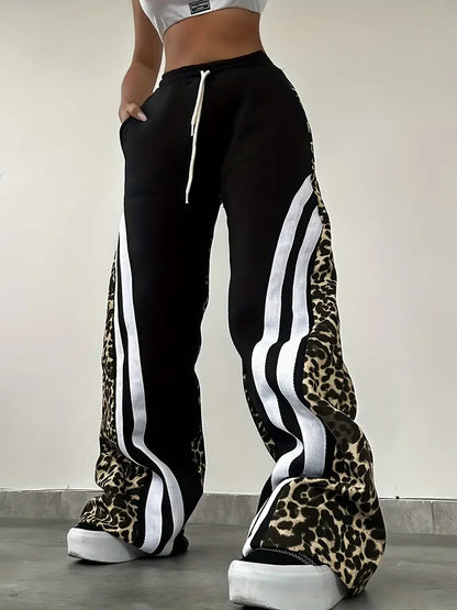 Beverly - Pantalon femme doublé en polaire avec imprimé léopard