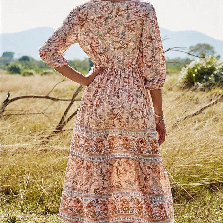 Eleanor - Elegantes Bohemienkleid mit Blumenmuster für Damen