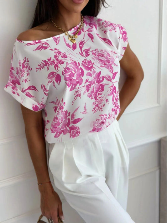 Araceli - Blouse chic à manches courtes retroussées