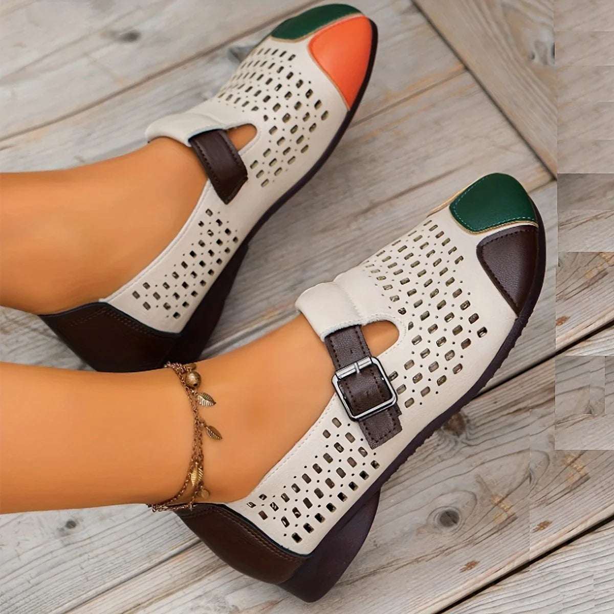 Meda - Chaussures rétro ajourées respirantes pour femmes