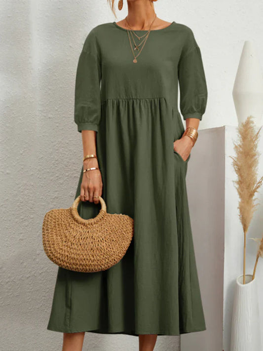 Leitha - Robe à manches trois-quarts ballon