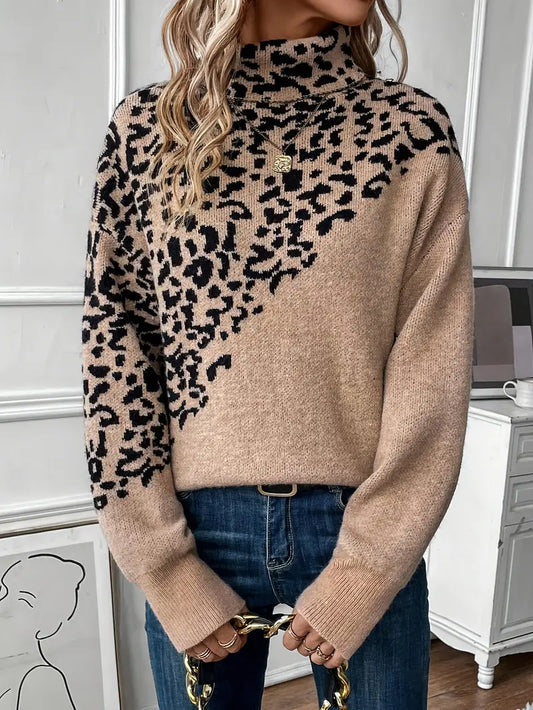 Beryl - Pull imprimé léopard et pull à col roulé