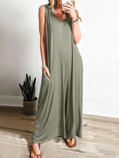 Lily - Combinaison casual sans manches à col en V avec poches