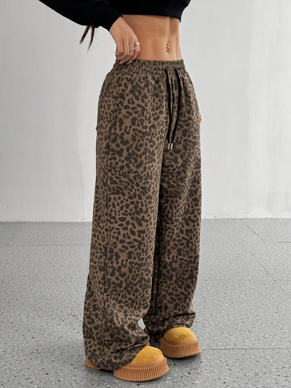 Rhoda - Pantalon de survêtement à cordon de serrage imprimé léopard pour femmes