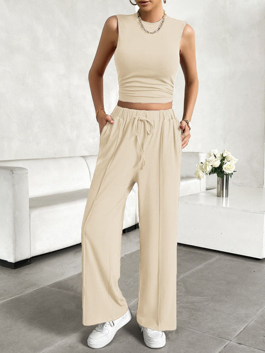 Jelai - Ensemble casual débardeur et pantalon à cordon de serrage