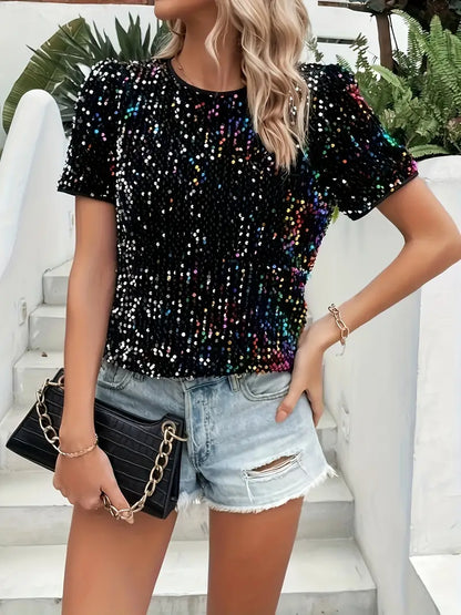 Tillie - Encolure ronde ornée de paillettes